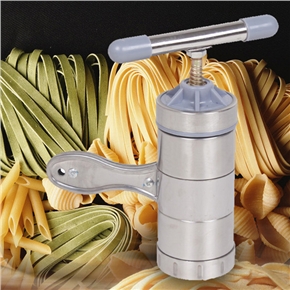 BuySKU74575 Portable Household Stainless Steel Manual Noodle Press Noodle Maker Juicer Kitchen Tool with 2 Noodle Models (Silver)