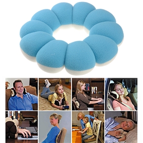 BuySKU74479 Portable Multi-function Doughnut-shaped Soft Folding Neck Nap Pillow Back Chair Sitting Cushion (Blue)