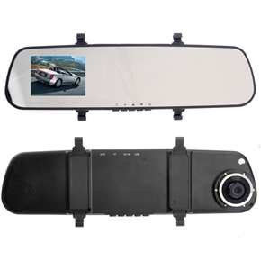 BuySKU74237 X16AV 4.3-inch TFT-LCD HD 720P Rearview Mirror Car DVR with External Camera /G-sensor /GPS-in /AV-in /Night Vision
