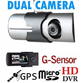 BuySKU74354 X3000 2.7-inch TFT-LCD Dual-lens Dashboard Camera Car DVR Video Recorder with GPS Logger /G-sensor /TV-out /TF Slot