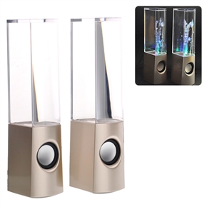 BuySKU74118 YK-1229 USB Powered Colorful LED Fountain Dancing Water Mini Music Speakers for Mobile Phones /PC /MP3 (Champagne)