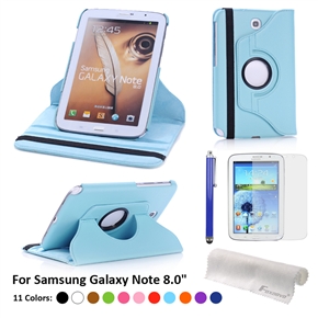 4-in-1 PU Flip Case & Screen Guard & Stylus Pen & Cloth Set for Samsung Galaxy Note 8.0 N5100 /N5110 /N5120 (Sky-blue)