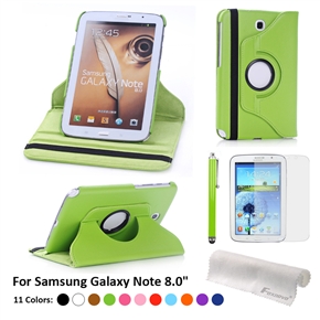 4-in-1 PU Flip Case & Stylus Pen & Screen Guard & Cloth Set for Samsung Galaxy Note 8.0 N5100 /N5110 /N5120 (Green)