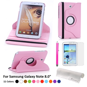 4-in-1 PU Flip Case & Stylus Pen & Screen Guard & Cloth Set for Samsung Galaxy Note 8.0 N5100 /N5110 /N5120 (Pink)