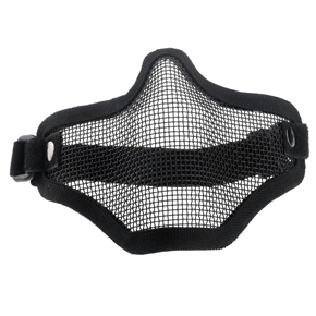 BuySKU74707 Cool Outdoor Sports Steel Mesh Half Face Protective Mask with Adjustable Elastic Headband (Black)