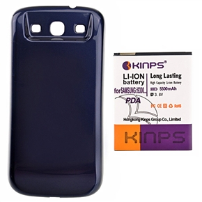 BuySKU74634 KINPS 3.8V 5500mAh Thick Rechargeable Li-ion Battery with Battery Back Case for Samsung Galaxy S III /i9300 (Dark Blue)