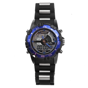 BuySKU74794 QUAMER SD-1105 Stainless Steel Dual-time Men's Digital Quartz Sports Wrist Watch with Alarm /Calendar /Chrono (Blue)