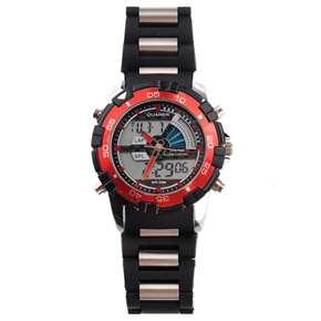 BuySKU74795 QUAMER SD-1105 Stainless Steel Dual-time Men's Digital Quartz Sports Wrist Watch with Alarm /Calendar /Chrono (Red)