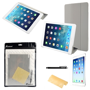 4-in-1 Ultra-thin Folding PU Protective Folio Flip Case Cover Stand with Semi-transparent Back Cover Set for iPad Air 2 /iPad 6 (Grey)