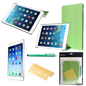 4-in-1 Ultra-thin Small Diamond Pattern Folding PU Protective Folio Flip Case Cover Stand Set for iPad Air 2 /iPad 6 (Green)
