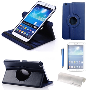 4-in-1 360-degree Rotating Stand Smart PU Flip Case Cover Set for Samsung Galaxy Tab 3 8.0 T310/T311/T315 (Blue)