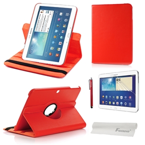 4-in-1 Litchi Pattern PU Case & Screen Guard & Stylus Pen & Cloth Set for Samsung Galaxy Tab 3 10.1 P5200/P5210 (Red)