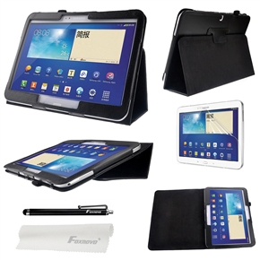 4-in-1 Litchi Texture Smart PU Flip Case Cover Stand Set for Samsung Galaxy Tab 3 10.1 P5200/P5210 (Black)