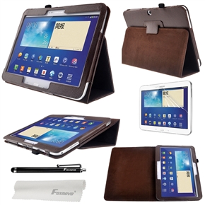 4-in-1 Litchi Texture Smart PU Flip Case Cover Stand Set for Samsung Galaxy Tab 3 10.1 P5200/P5210 (Coffee)
