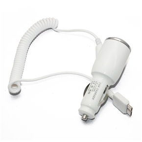 Portable Retractable Travel Car Charger Adapter for Samsung Galaxy Note 3 N9000 /N9005 (White)