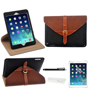 4-in-1 Detachable Briefcase Style 360-degree Rotating Stand Auto Sleep/Wake-up Smart PU Cover Case Set for iPad Air 2 /iPad 6 (Coffee+Black)