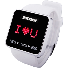 SKMEI 0950 Waterproof Touch Screen Boys Girls Sport Casual LED Digital Wrist Watch with Calender / Backlight (White)