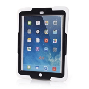 Durable Shockproof Dustproof Silicone Protective Back Case Cover Shell with Folding Stand for iPad Air /iPad 5 (White)