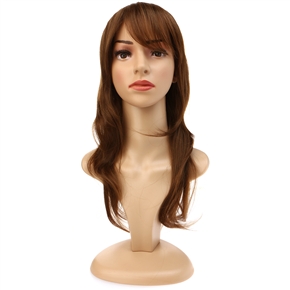 NUOLUX TCJ89004A 24-inch Fashion Women’s Girls Long Curly High Temperature Fiber Synthetic Wig Hair Pieces Hair Extension with Bangs /Built-in Adjustable Hair Cap (Brown)