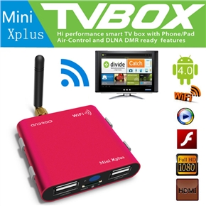 Mini Xplus Allwinner A10 1.2GHz 1GB/4GB Android 4.0 Smart TV Box with WiFi /AV-out /HDMI /Remote Controller (Red) 