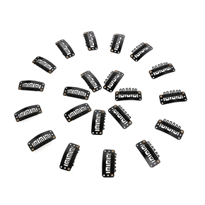 20pcs 6-Teeth Snap-Comb Wig Clips with Rubber for Hair Extension (Black)