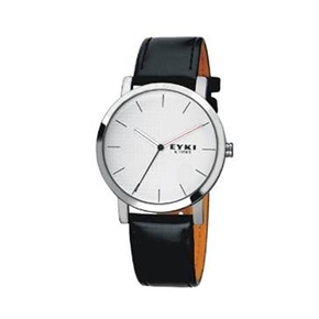 EYKI 8410 Vintage Man’s Vintage Round Dial Quartz Wrist Watch with PU Band (White)