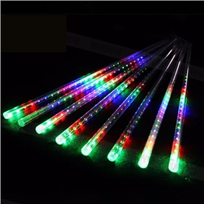 12 Inches 8 Tubes Meteor Shower Rain Lights Waterproof Xmas Decoration Falling String Lights for Wedding Party Christmas with EU Plug (Colorful Light)