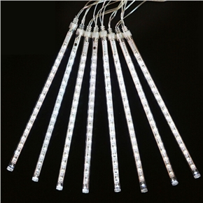 12 Inches 8 Tubes Meteor Shower Rain Lights Waterproof Xmas Decoration Falling String Lights for Wedding Party Christmas with EU Plug (White Light)