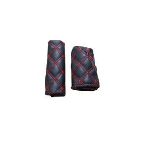 Set of Automatic PU Gear Shift Knob and Handbrake Covers (Red+Black)