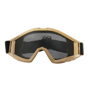 Outdoor Sports Tactical Airsoft Eye Protection Metal Mesh Pinhole Safety Goggles Glasses with Adjustable Elastic Headband (Khaki)