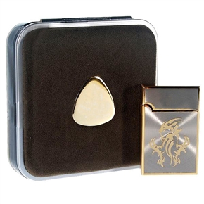 BuySKU68850 Chromed Butane Lighter with Protective Hard Case (OB007A) - Golden