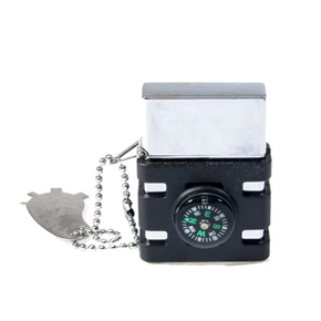 BuySKU68869 Metallic Butane Jet Lighter with Compass - Black & Silver