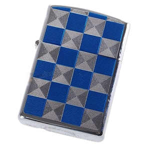 BuySKU68858 Metallic Oil Lighter - Silver Squares Design