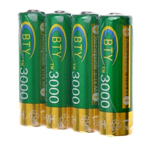 BuySKU68257 BTY AA Ni-MH Rechargeable Battery 3000mAh (4pcs/set)