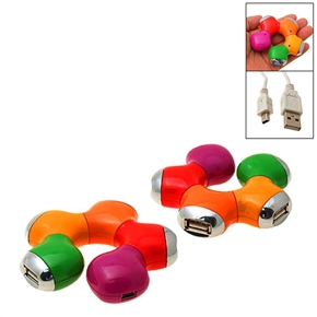 BuySKU65947 Colorful Flexible Mini High-speed 4 Port USB 2.0 Hub for Laptop PC