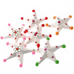 BuySKU69018 13CM Five-pointed Star Shaped Foam Pendant Christmas Decoration - 6 pcs/set