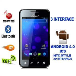 AS1 MTK6573 650MHz Android 4.0 Dual SIM 4.0-inch Capacitive Screen 3G Smart Phone with WiFi GPS Dual-camera (Black)