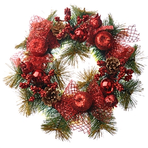 BuySKU69000 Christmas Red Apple & Pine Cone Style Christmas Garland Decoration (Red)