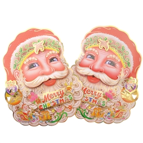 BuySKU69005 Double-sided Smile Santa Claus Pattern Christmas Paper Sticker Wall Poster Christmas Decoration - 2 pcs/set