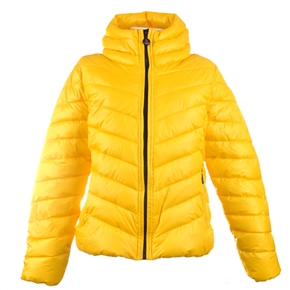 BuySKU68769 Fashion Spring Autumn Stand Collar Cotton-padded Short Down Coat Wadded Jacket Outerwear for Women - Size L (Yellow)