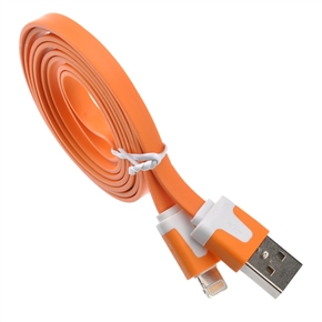 BuySKU69534 1M Flat Noodle Style 8-pin USB Sync Data & Charging Cable for iPhone 5 /iPad mini /iPad 4 (Orange)