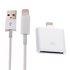 BuySKU69638 2-in-1 3M 8-pin USB Data Charging Cable & 30-pin Female to 8-pin Male Adapter Converter Kit for iPhone 5 (White)