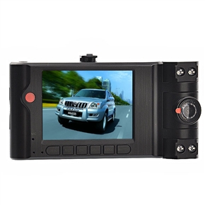 SC608 2.7" TFT Screen 3.0MP CMOS Infrared RC Double-Lens Car Recorder DVR with Anti-shake /Night Vision /AV-Out /SD Slot