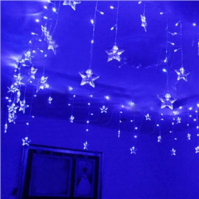 0.75m x 8m 280-LED Pentagram Shaped Blue LED String Light Decorative Lamp for Christmas/ Wedding/ Party 