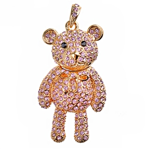 BuySKU60812 1GB U Disk Bear Shape USB Flash Memory Drive with Rhinestone (Pink)