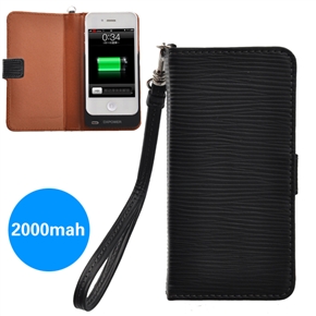 2000mAh External Battery Emergency Charger Mobile Power Bank /Source Back Case Cover for iPhone 4 /iPhone 4S (Black)