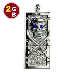 BuySKU66150 2GB Luxury Case with Skull Flash Drive (Silver)