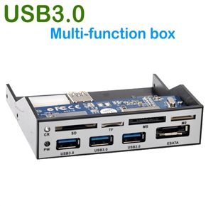 3-in-1 Multi-function Front Panel 3-Port USB 3.0 Hub with ESATA & USB 3.0 Card Reader