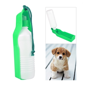 BuySKU64561 500ML Pet Dog Cat Portable Plastic Drinking Bottle Bowl for Outdoor Use (Green)