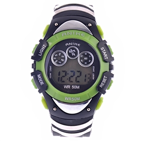 BuySKU57639 ANIKE A5106 Luminous LCD Display Waterproof Sports Alarm Stopwatch Dive Watch with PU Band (Green)